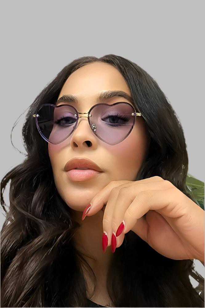 Heart Shaped Metal Frame Sunglasses-SinglePrice