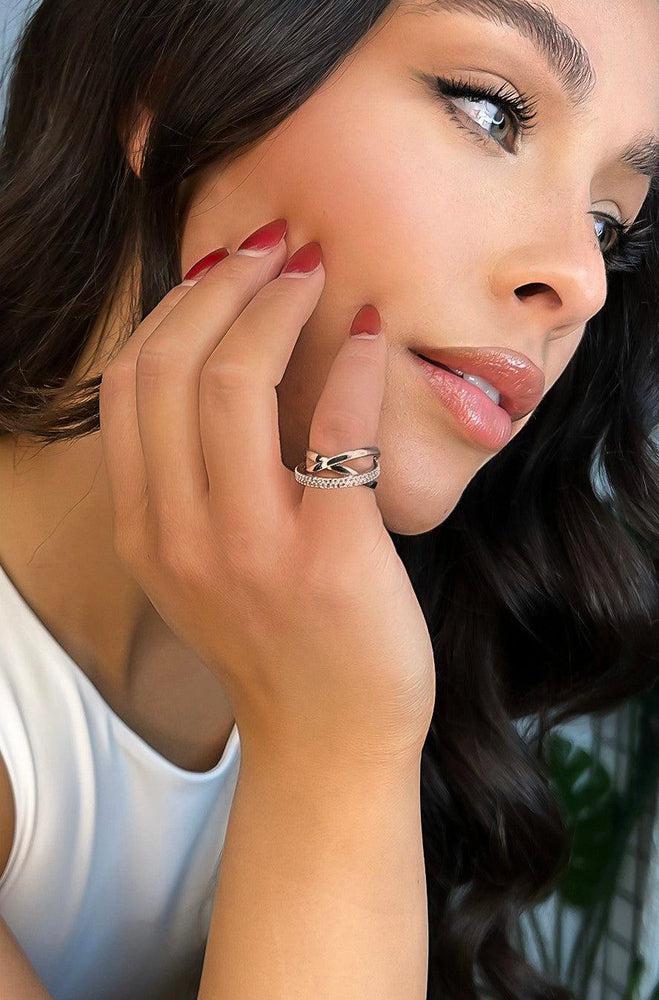Crystals Embellished Interconnected Triple Ring-SinglePrice