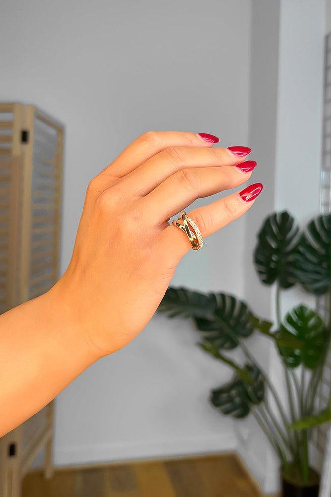 Crystals Embellished Interconnected Triple Ring-SinglePrice