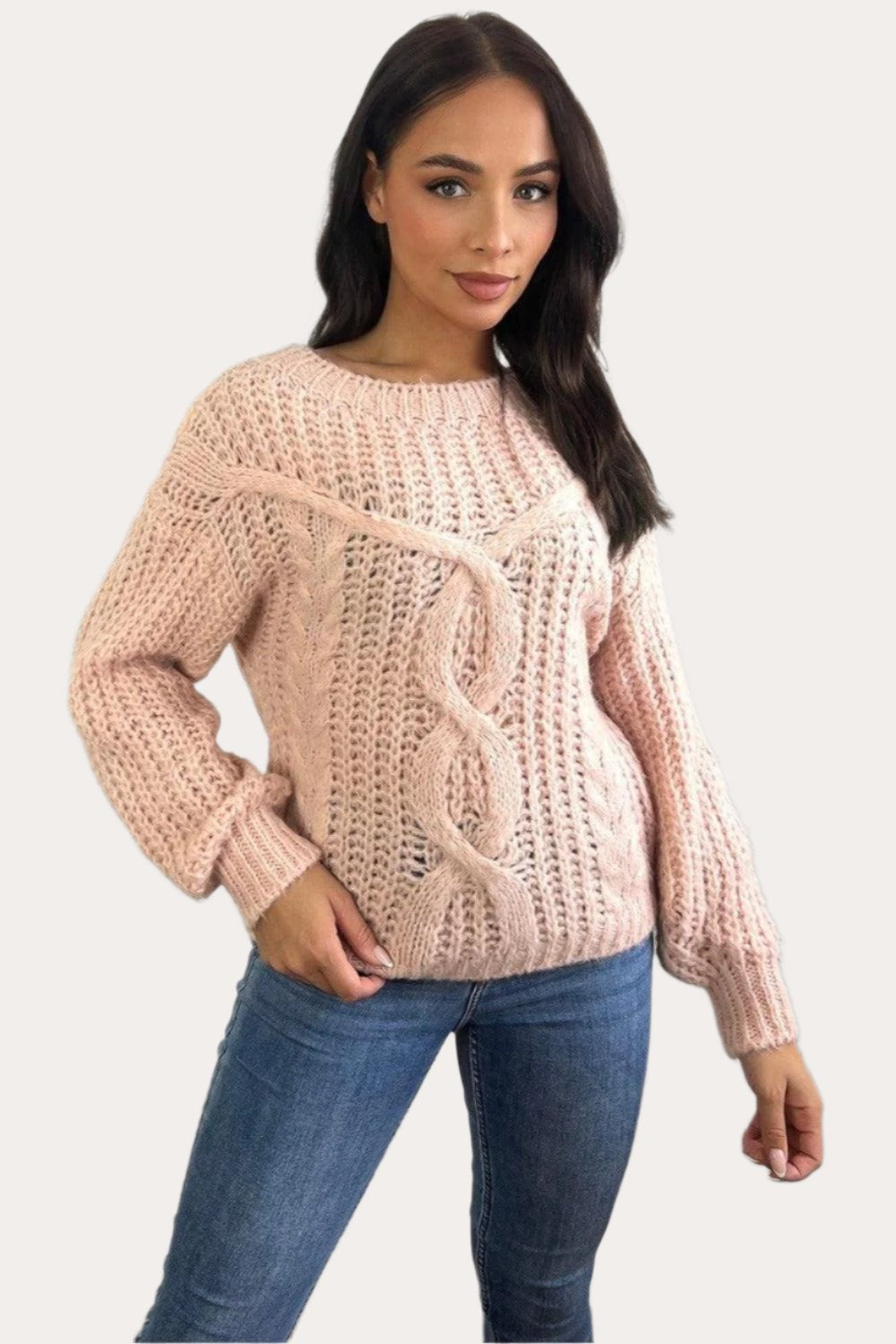 Central Braid Detail Lazy Fit Pullover-SinglePrice