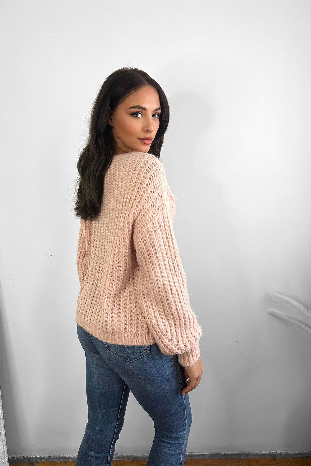 Central Braid Detail Lazy Fit Pullover-SinglePrice