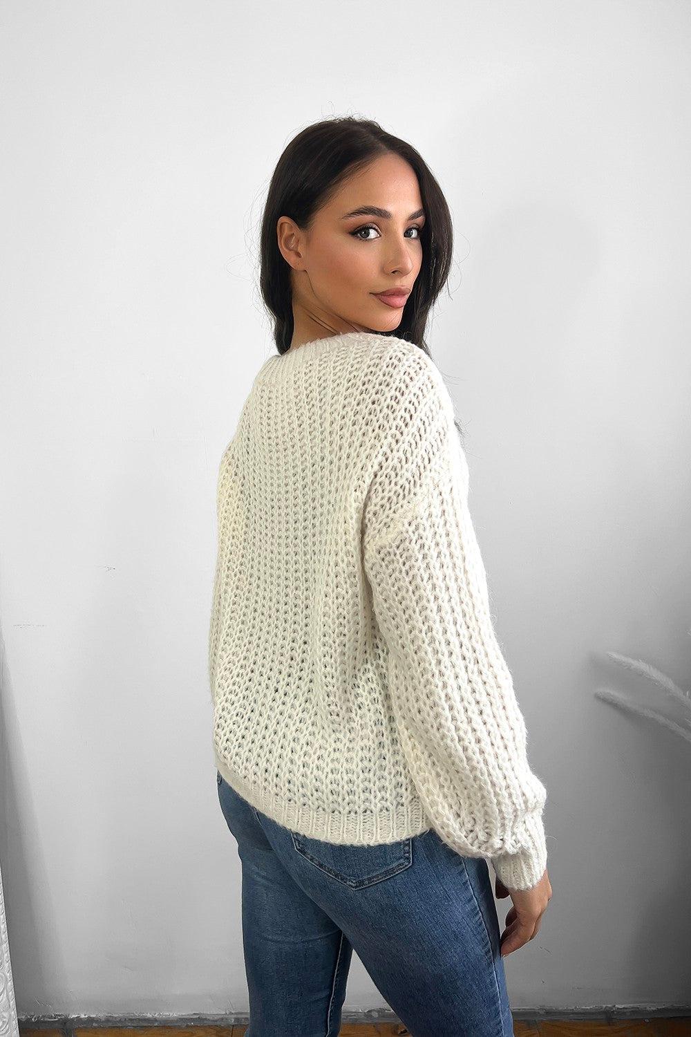 Central Braid Detail Lazy Fit Pullover-SinglePrice