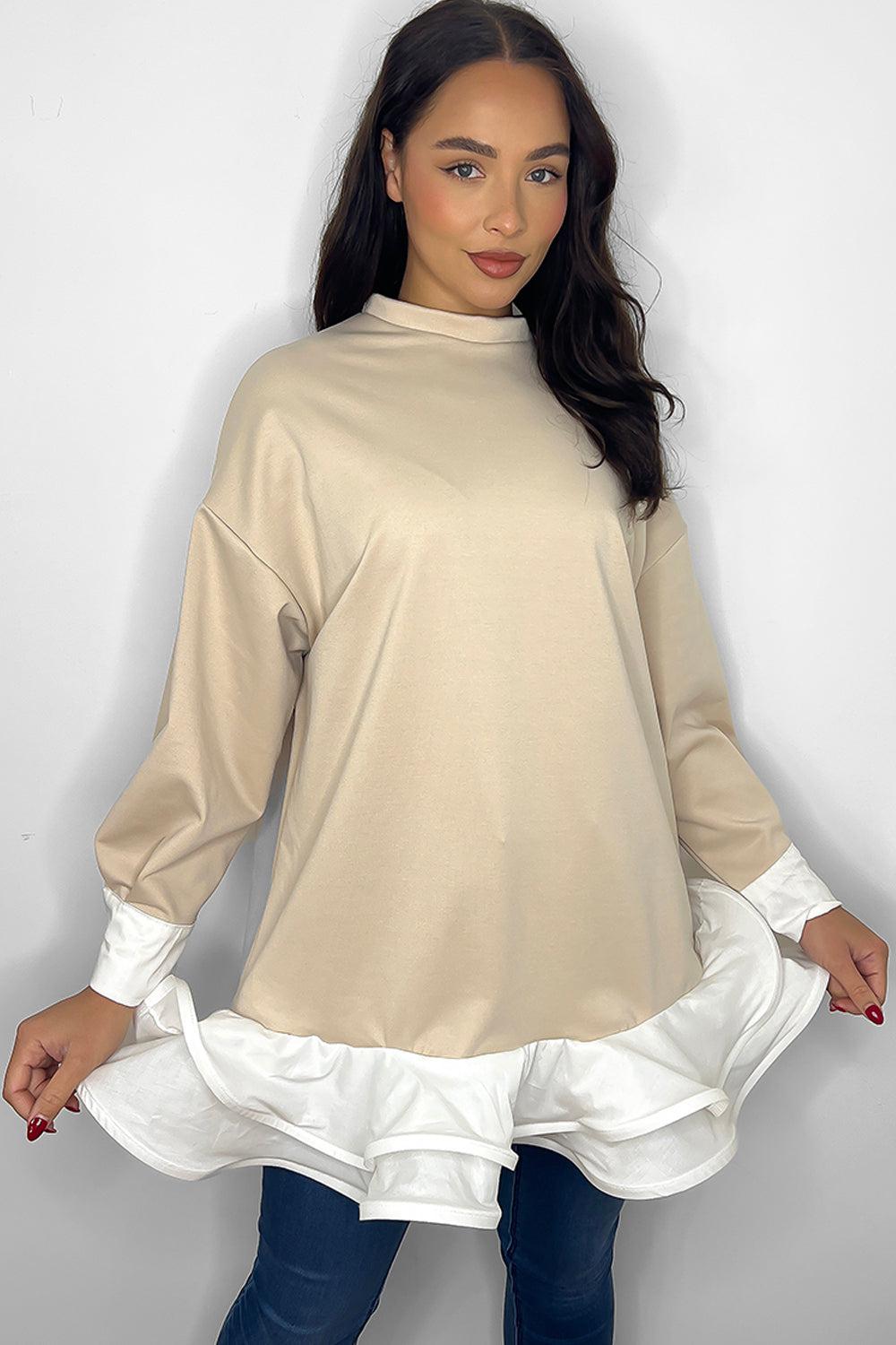 Frilled Hem Sweatshirt Dress-SinglePrice