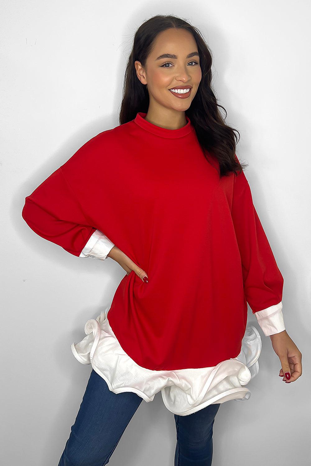 Frilled Hem Sweatshirt Dress-SinglePrice