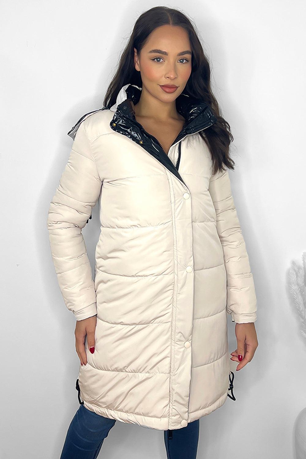 High Shine Reversable Detachable Hood Jacket-SinglePrice