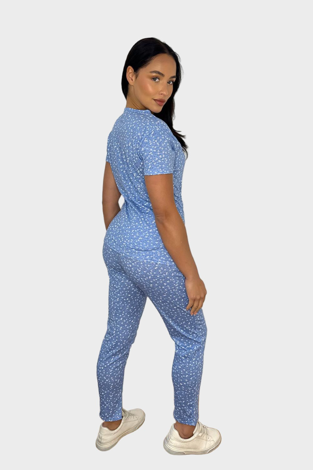 Light Blue Dotted Tee And Trousers Set-SinglePrice