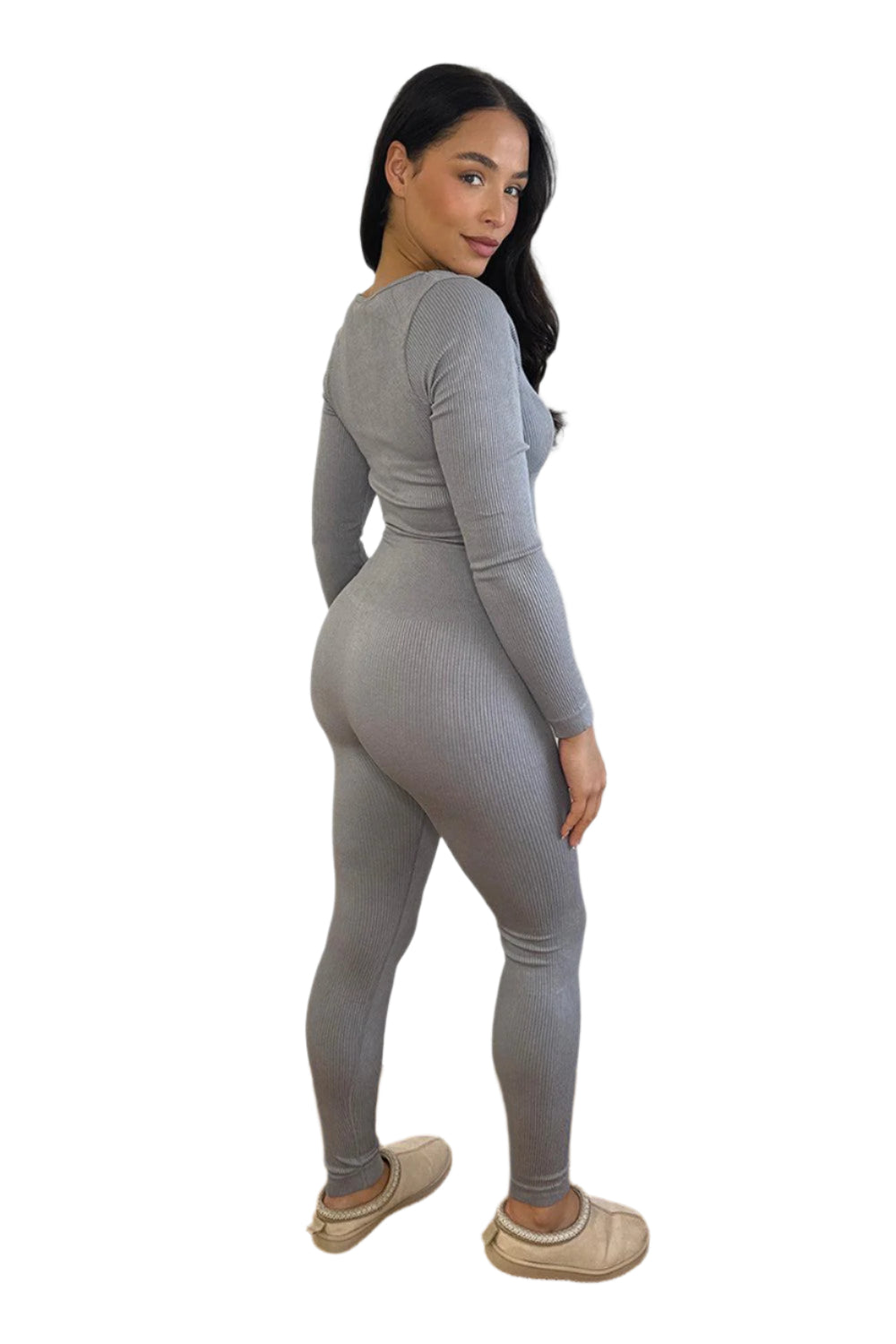 Wholesale Women's Double Zip Fastening Cropped Top And Leggings Ribbed 3 Piece Activewear Set (PACK OF 6)