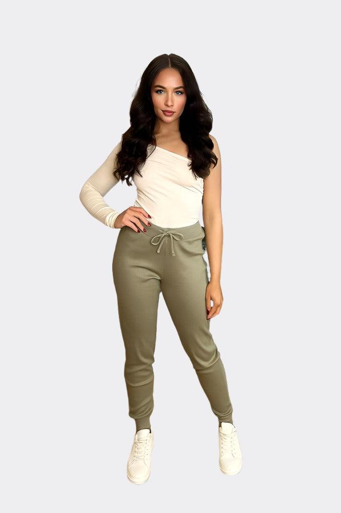 Cotton Blend Plain Cosy Joggers-SinglePrice