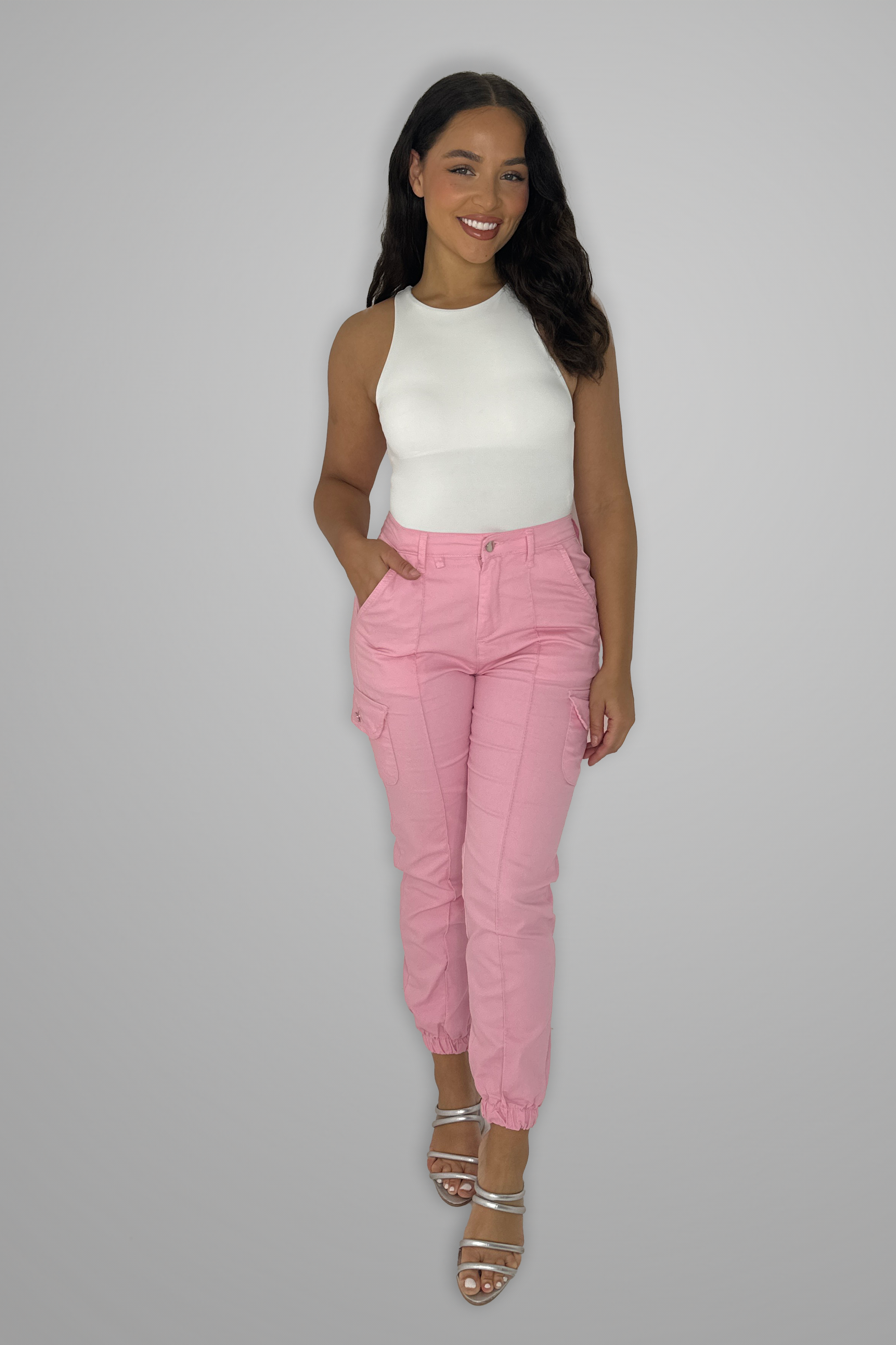 Wholesale Women's Elastic Hem Side Utility Pockets Cargo Trousers (PACK OF 10)