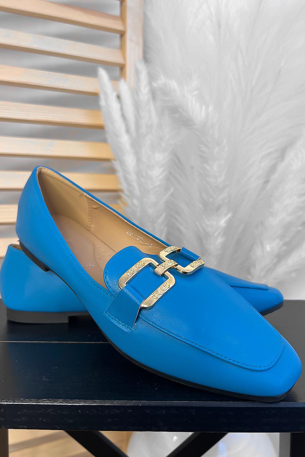 Blue and gold best sale loafers