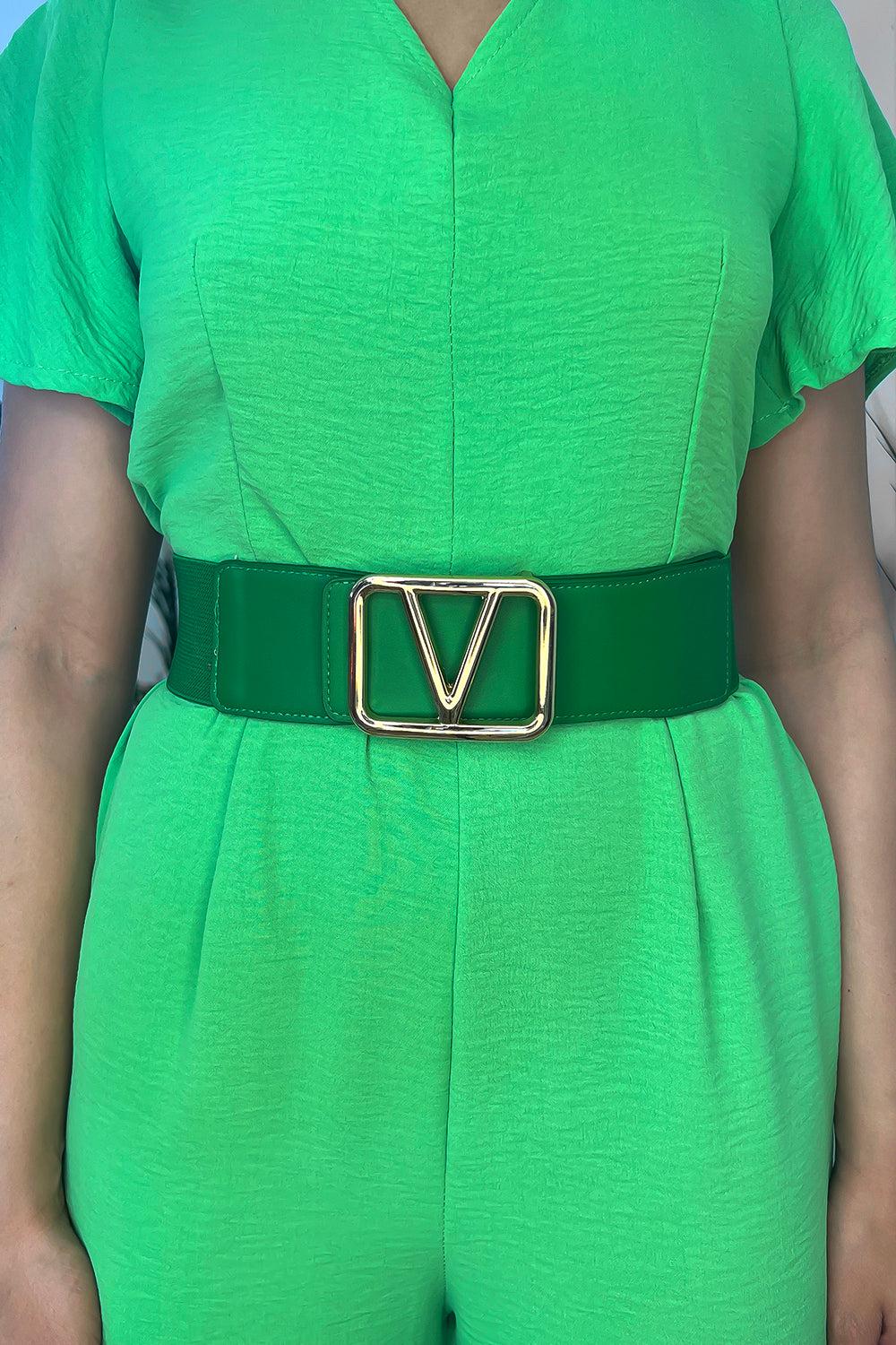 Gold V Buckle Elastic Belt-SinglePrice