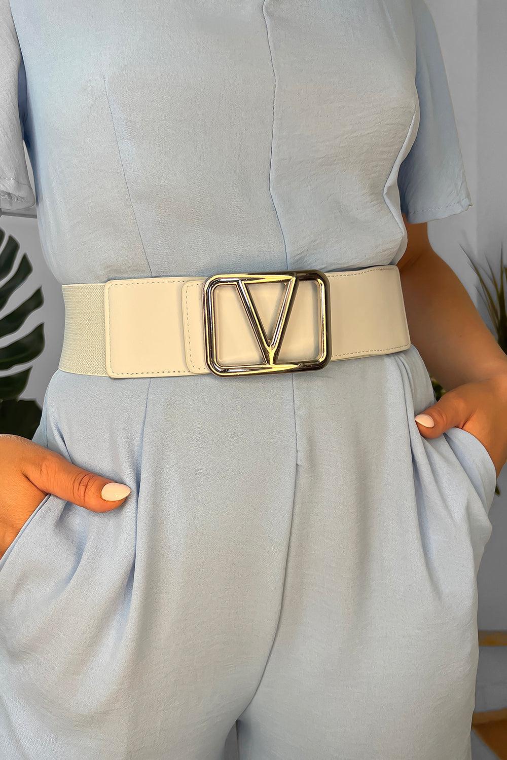Gold V Buckle Elastic Belt-SinglePrice