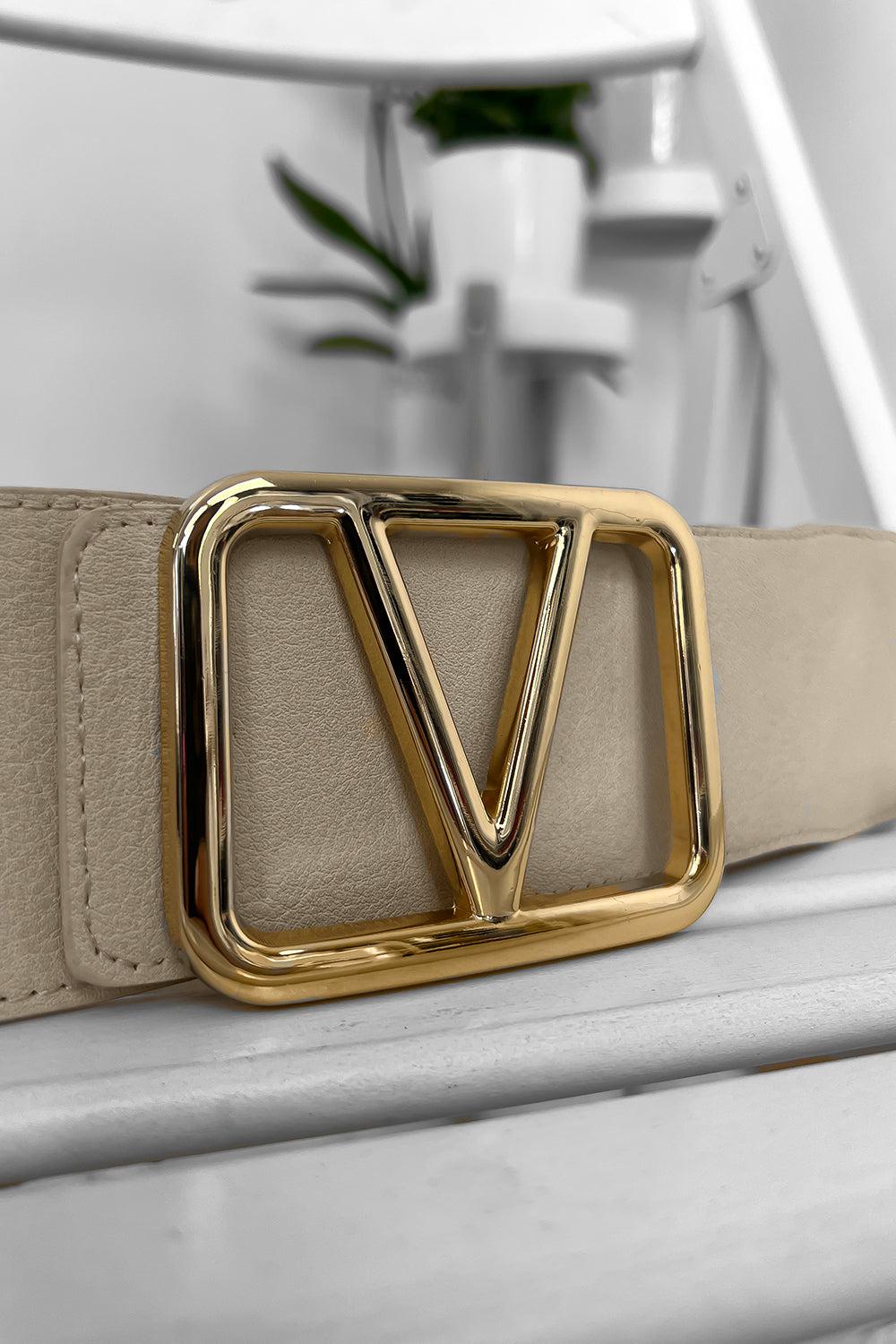 Gold V Buckle Elastic Belt-SinglePrice