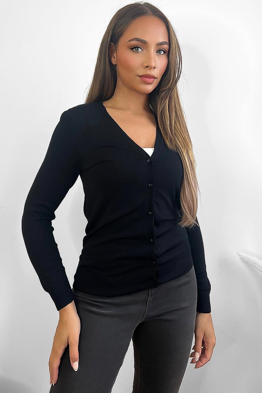 Classic Deep V-Neck Cardigan-SinglePrice