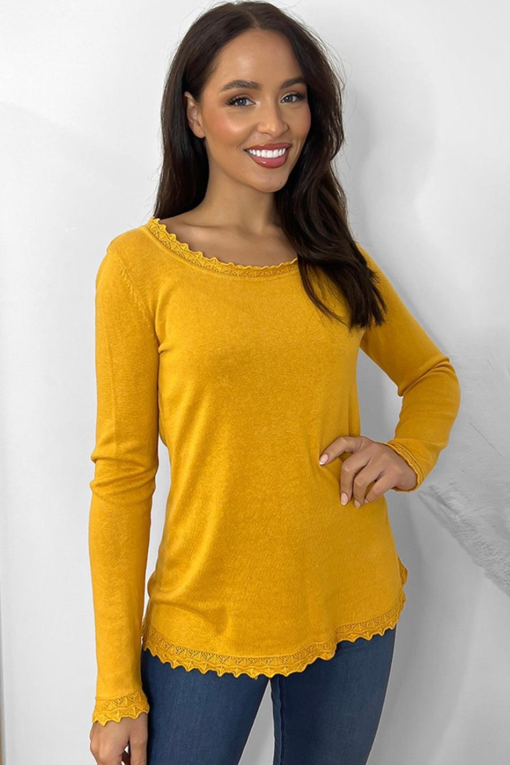 Scallop Scoop Neck Pullover-SinglePrice