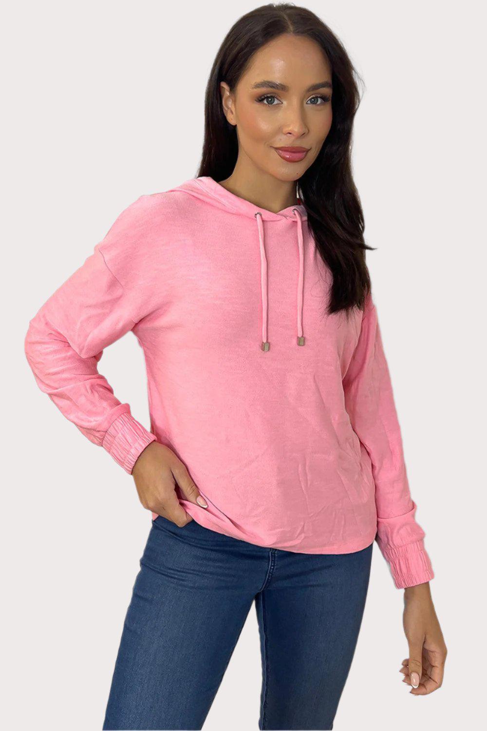 Cotton Blend Fine Knit Hoodie-SinglePrice