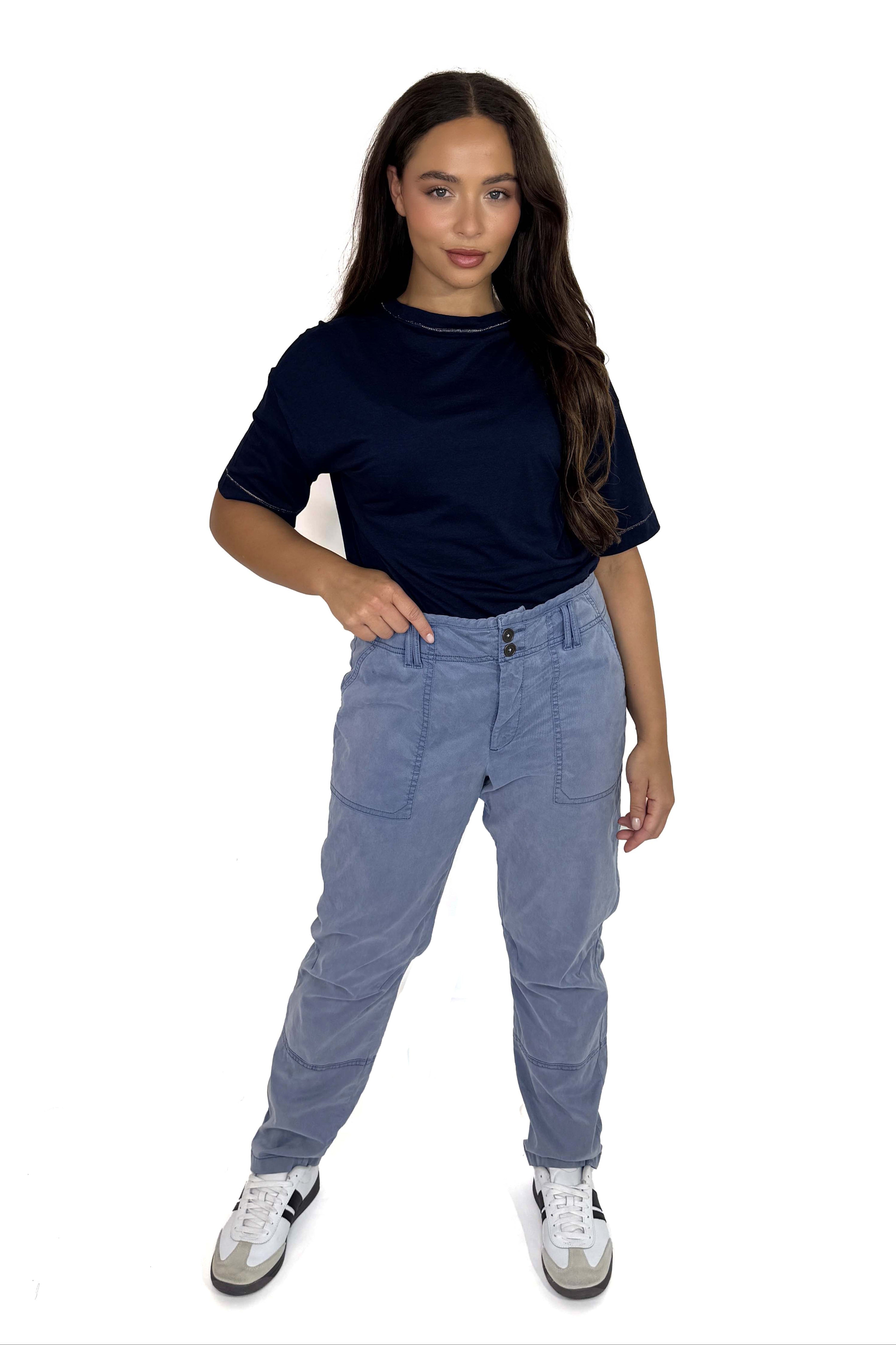 Faded Lyocell And Cotton Cargo Trousers