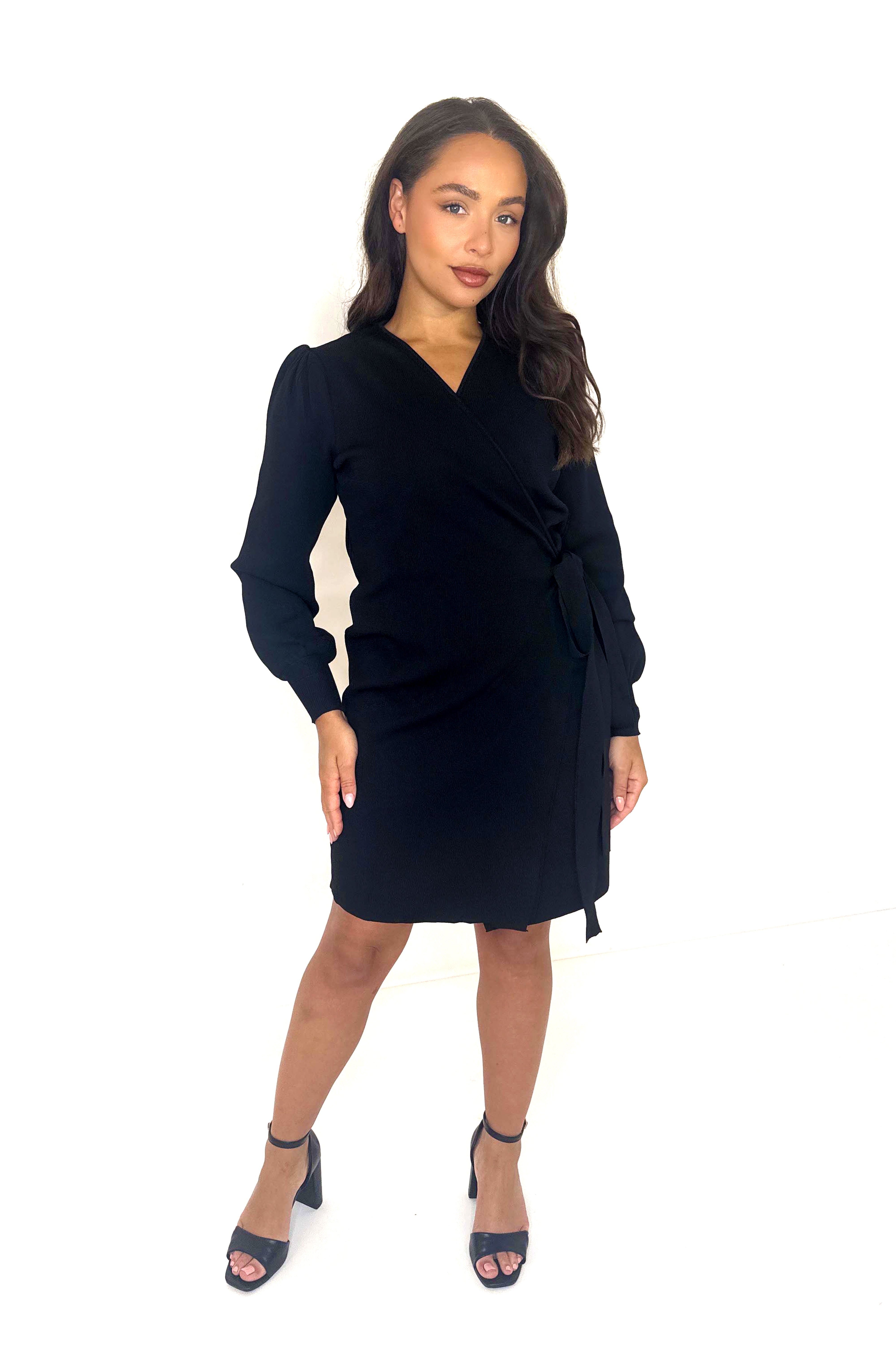 Wholesale Women's Flat Knit Wrap Knee Length Dress (PACK OF 4)