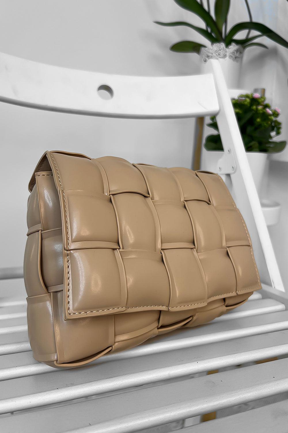 Woven Vegan Leather Handbag-SinglePrice