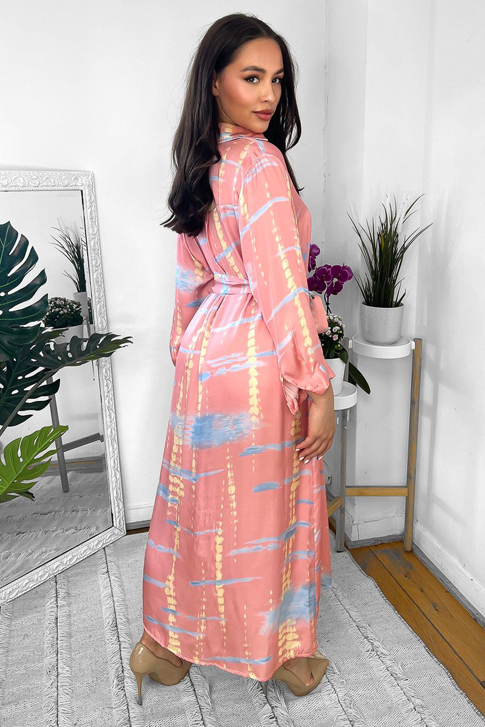 Silk Blend Mixed Print Viscose Shirt Dress-SinglePrice