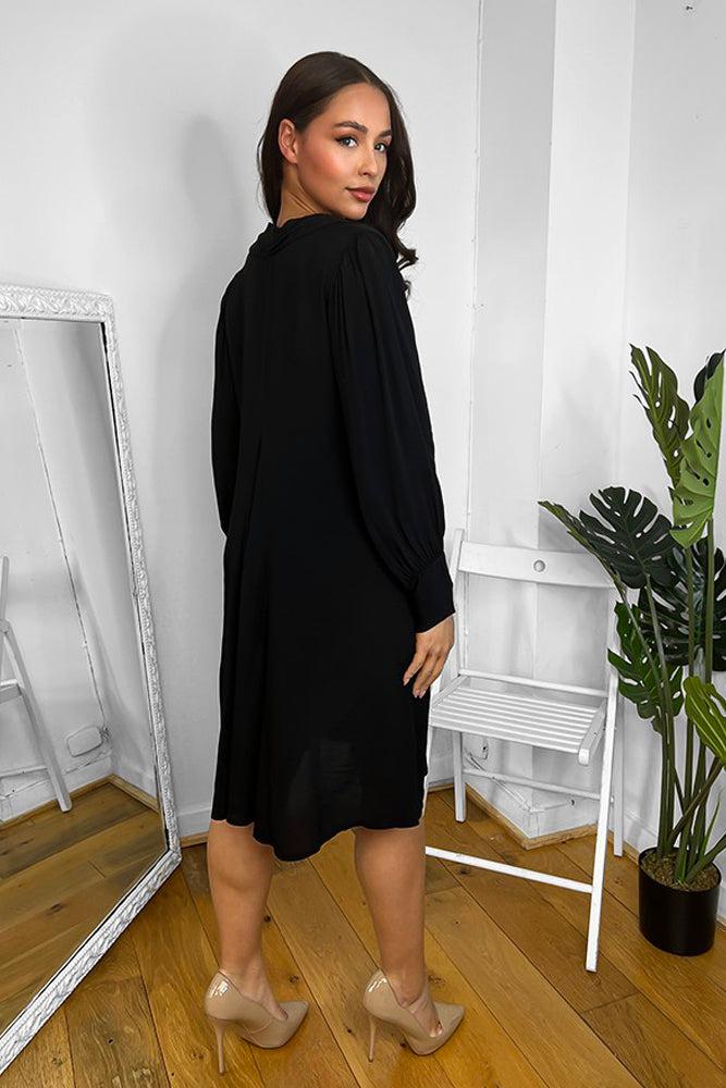 Black Sheer Chiffon V-Neck Dress-SinglePrice