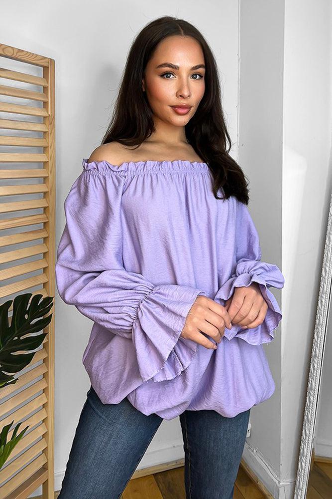 Shirred Neckline Off Shoulder Tunic-SinglePrice