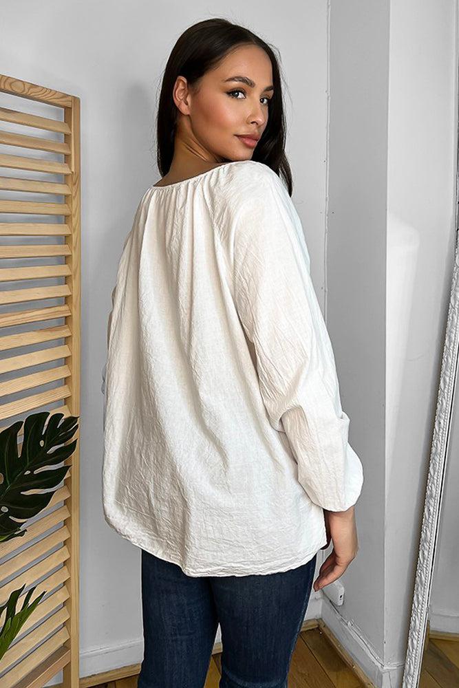 White Cotton Tassel Ties Tunic-SinglePrice