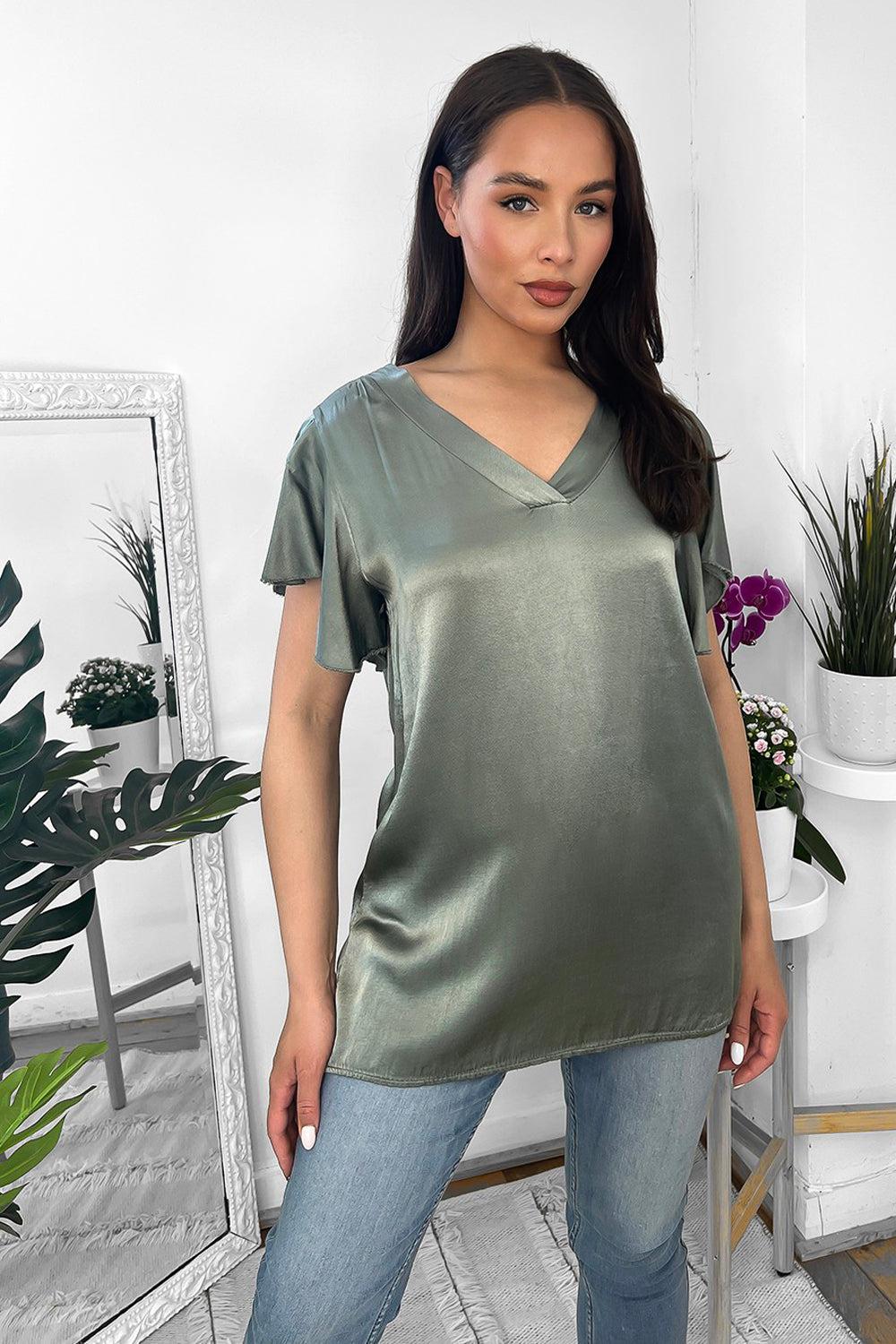 Satin Finish V-Neck Tunic-SinglePrice