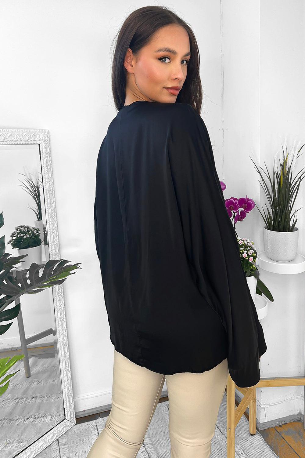 Front Tie Up Satin Blouse-SinglePrice