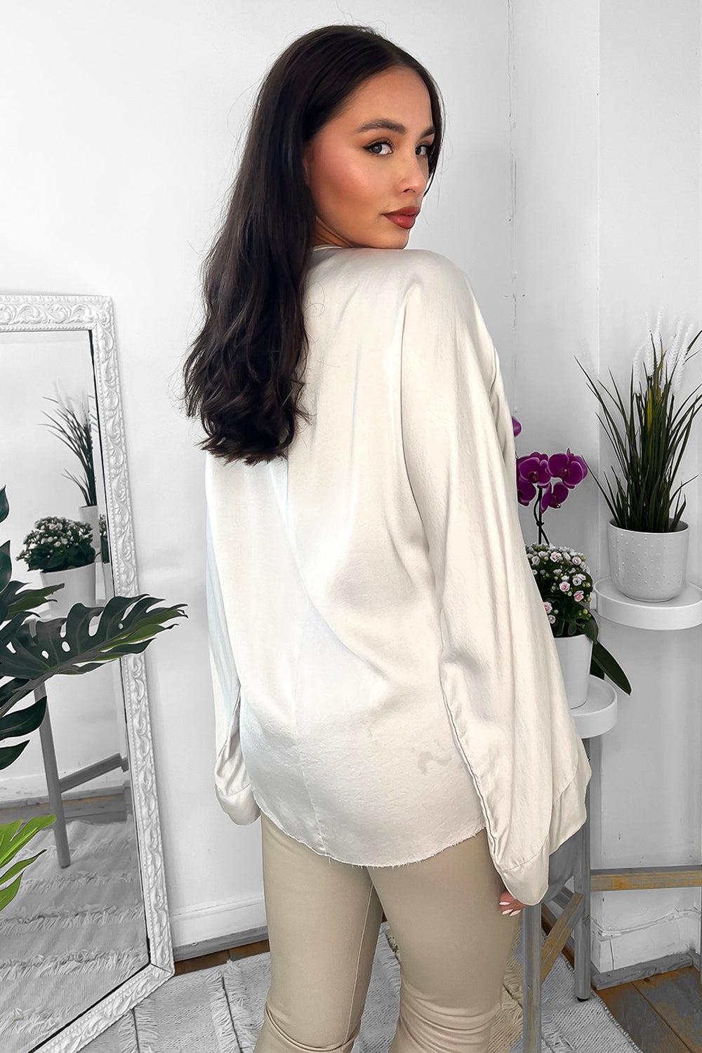 Front Tie Up Satin Blouse-SinglePrice