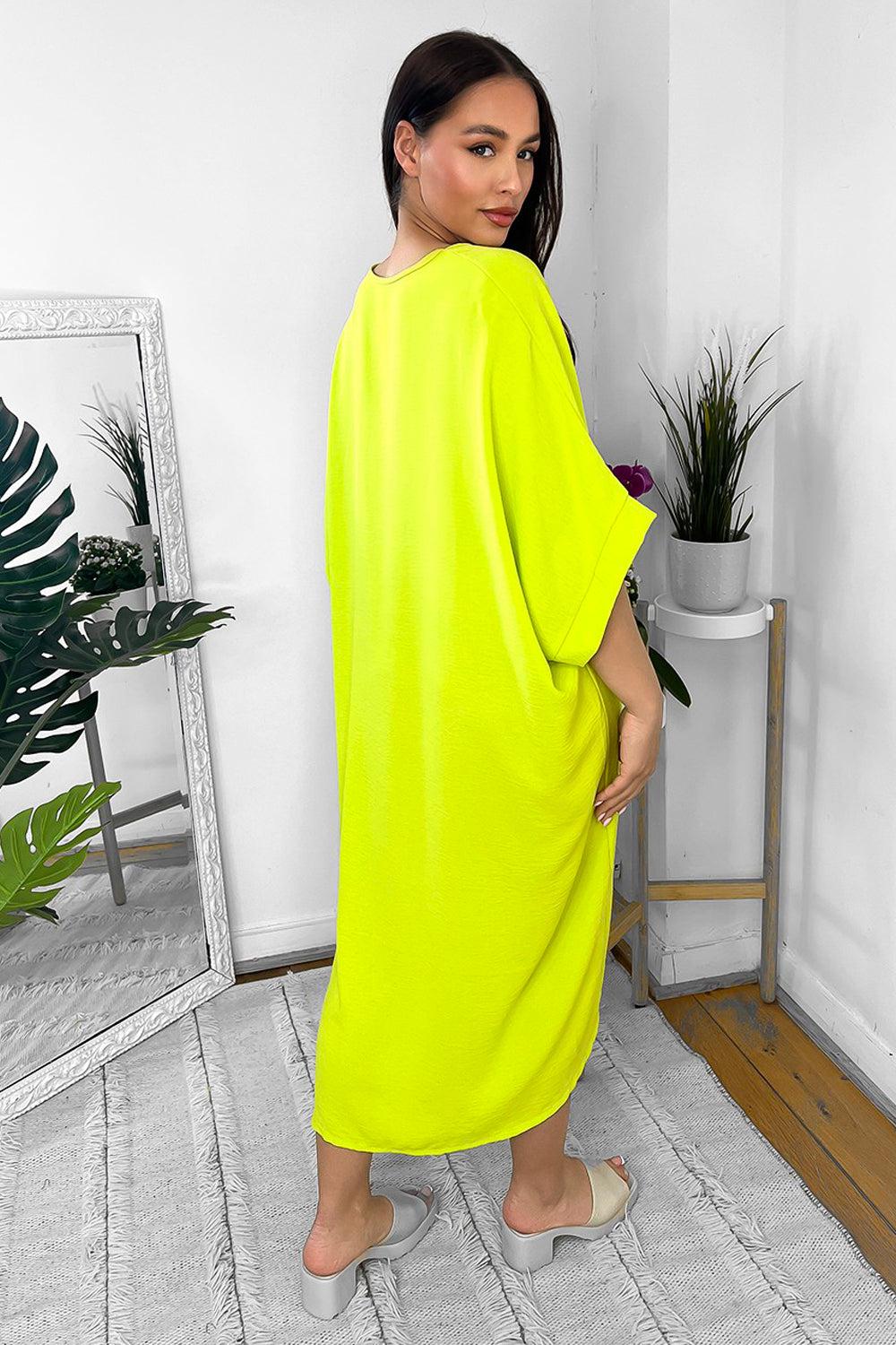Pinched Front Batwing Midi Dress-SinglePrice