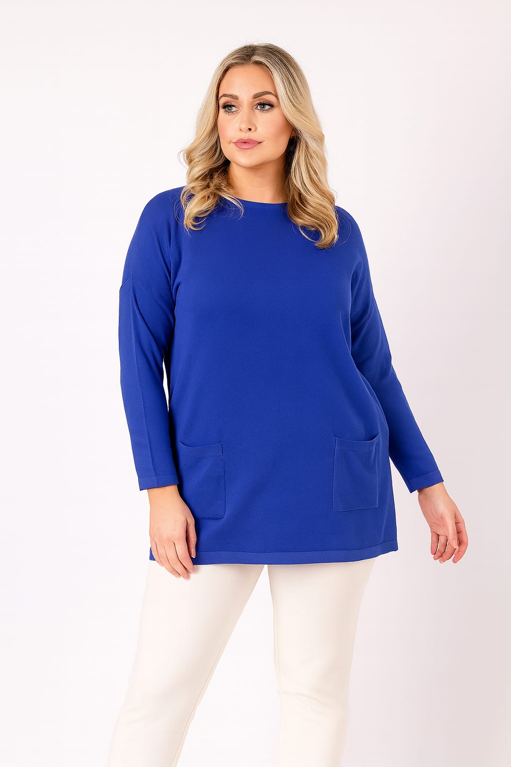 Plus Size Cotton Blend Knitted Tunic Style Pullover