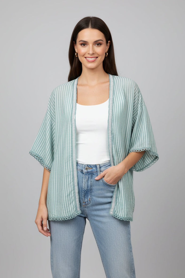 Stripy Crochet Hem Blouse