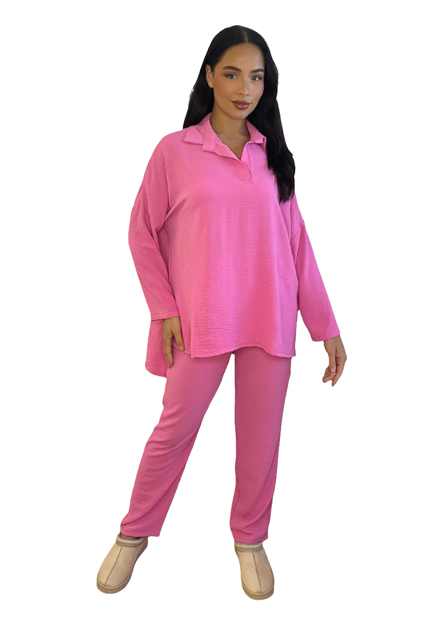 Shirt Blouse And Trousers Leisure Set