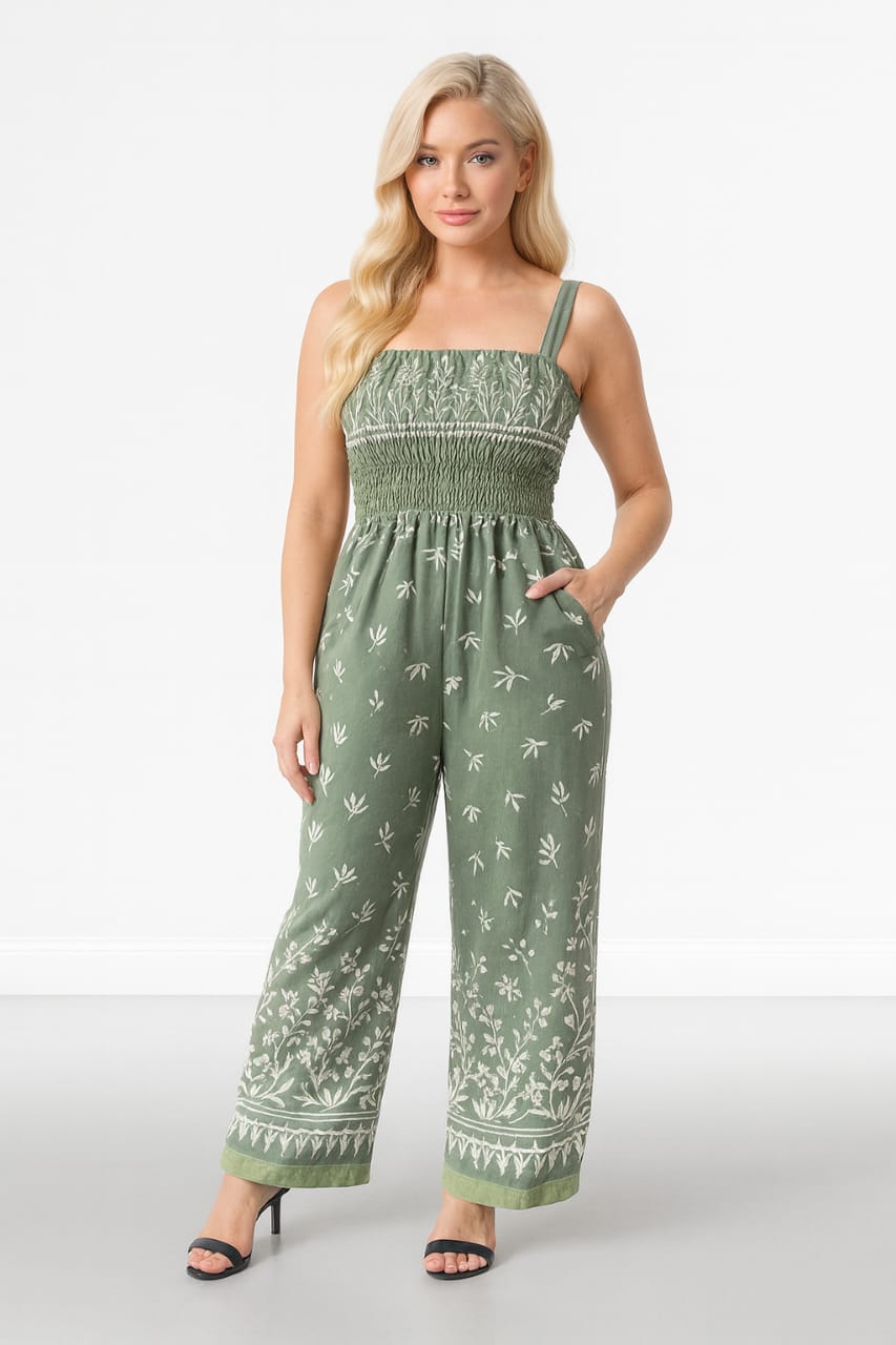 Wholesale Women's Strappy Wide Leg Printed Elegant Summer Jumpsuit (PACK OF 6)