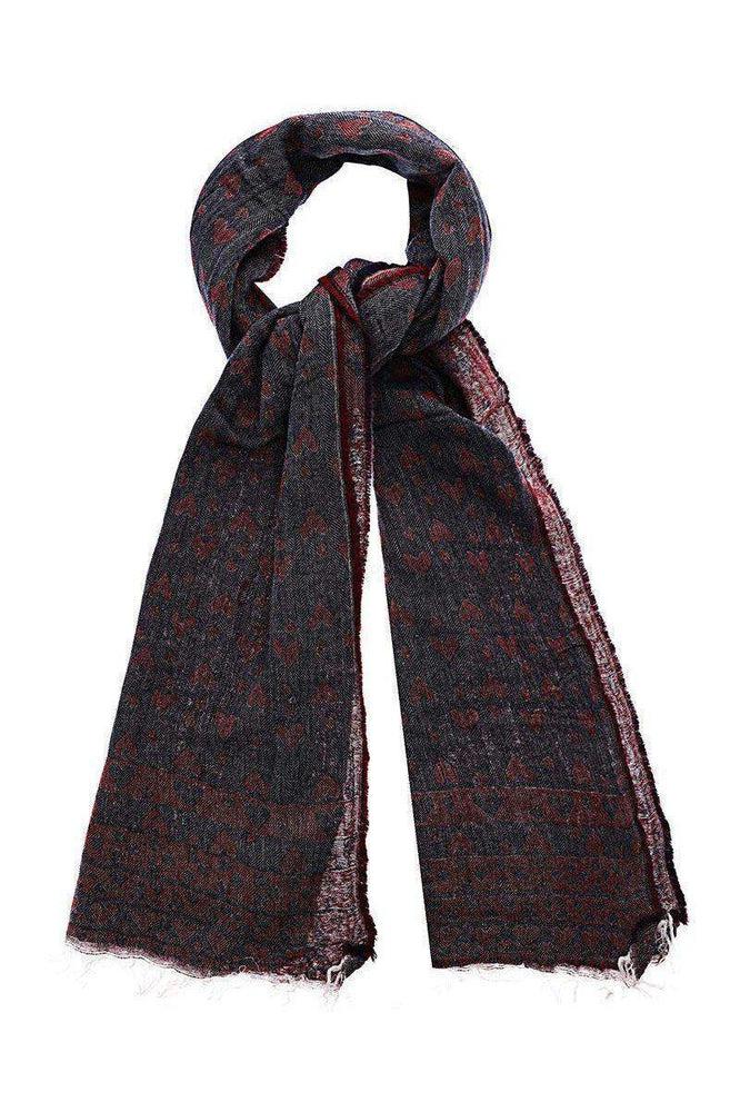 Faded Heart Print Dark Red Scarf-SinglePrice