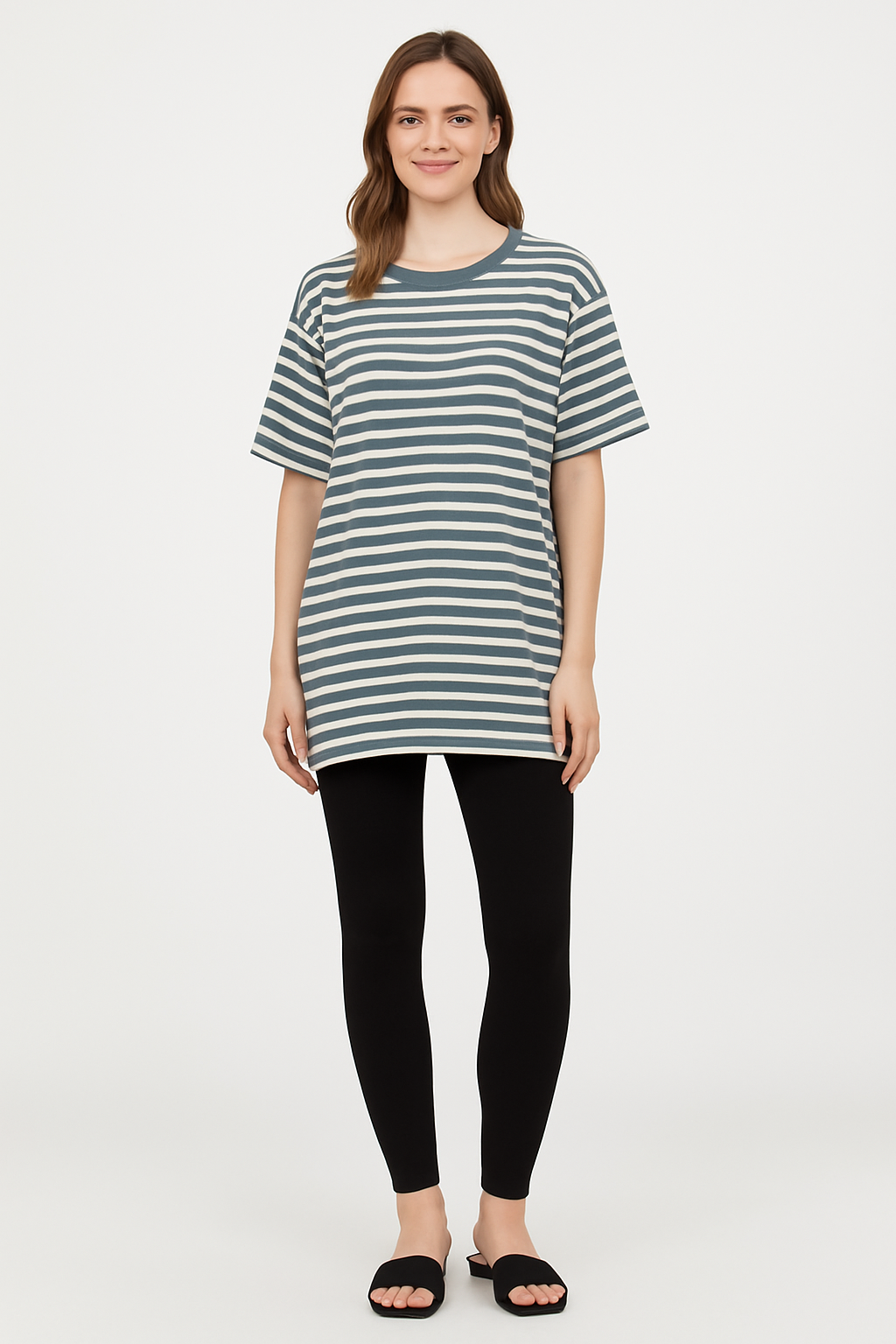 Stripy Longline Short Sleeve T-shirt