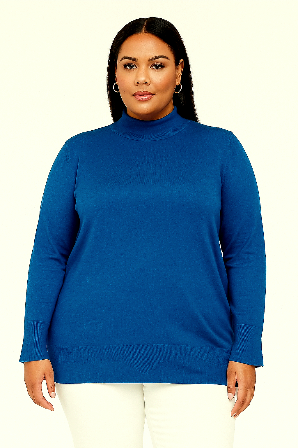 Plus Size Mock Neck Viscose Blend Knitted Jumper