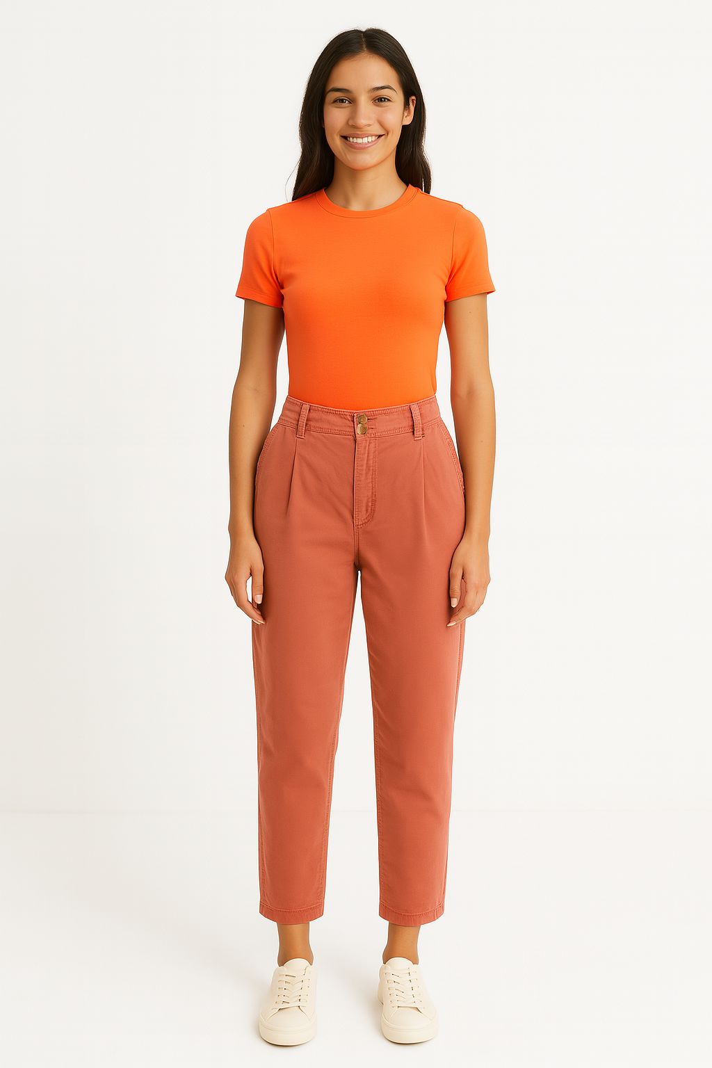 Elasticated Paperbag Waist Cotton Trousers