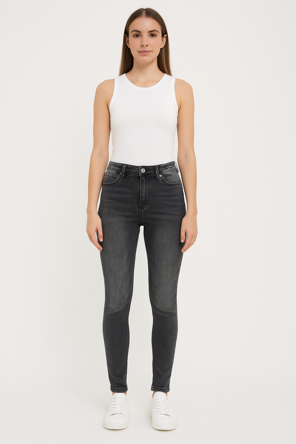 Midrise Faded Skinny Jeans