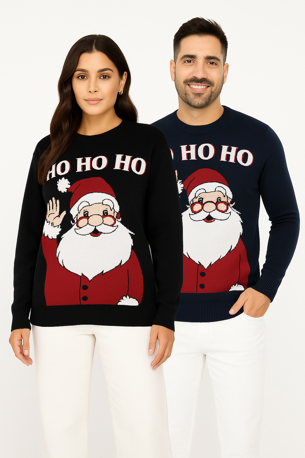 Santa Print Unisex Festive Knitted Christmas Jumper