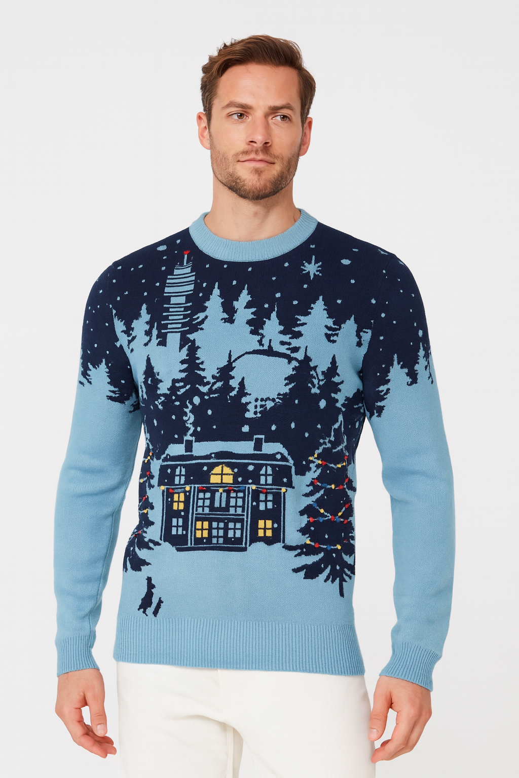 Men's Knitted Christmas Scene Jumper