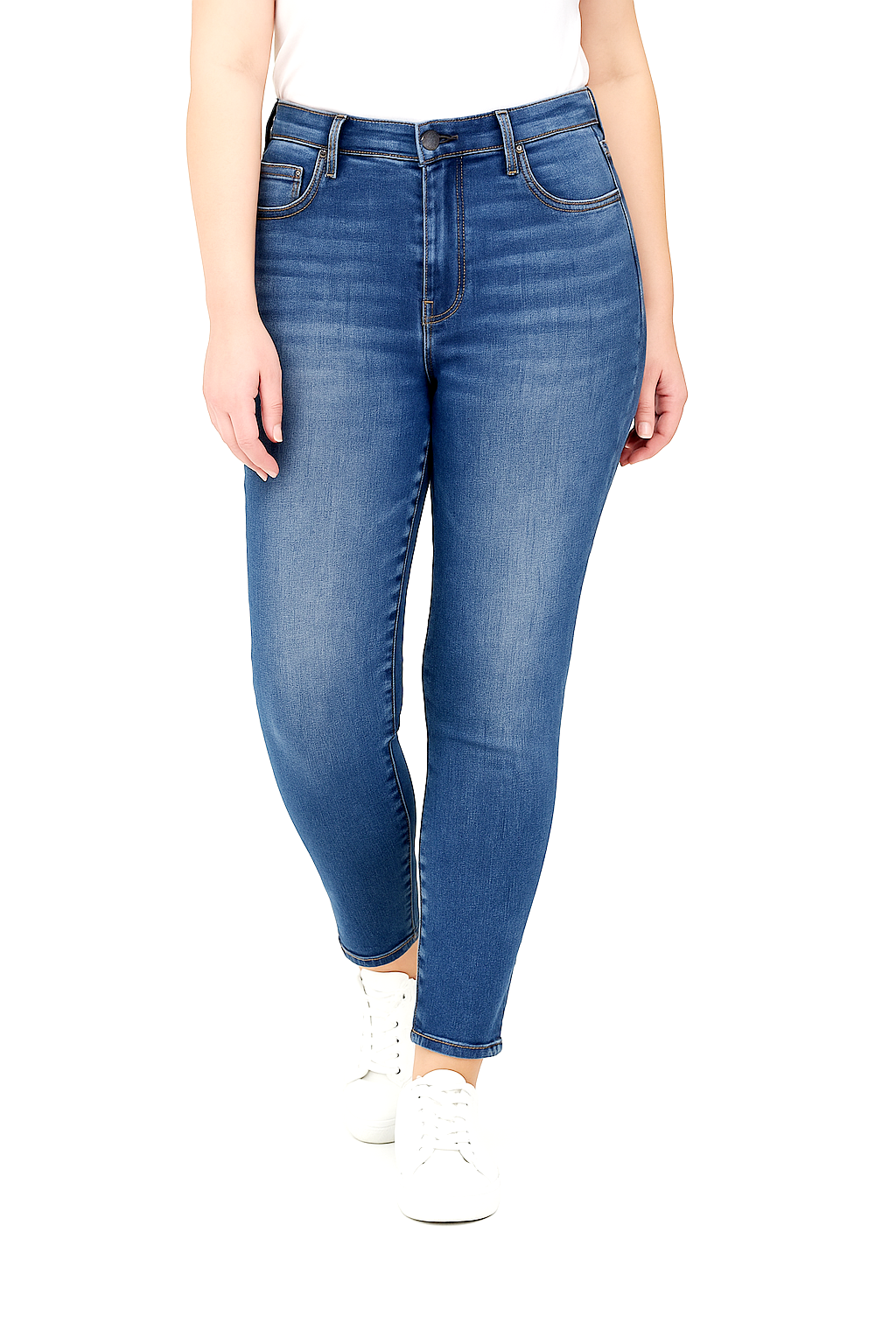 Wholesale Women's Faded Denim Blue Mid Rise Classic Skinny Jeans (PACK OF 10)