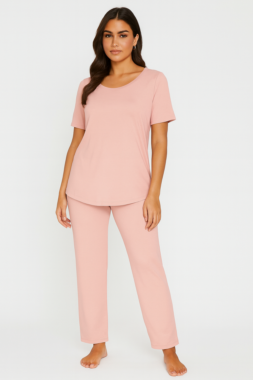 Crew Neck Short Sleeve T-shirt And Straight Leg Loungewear Set