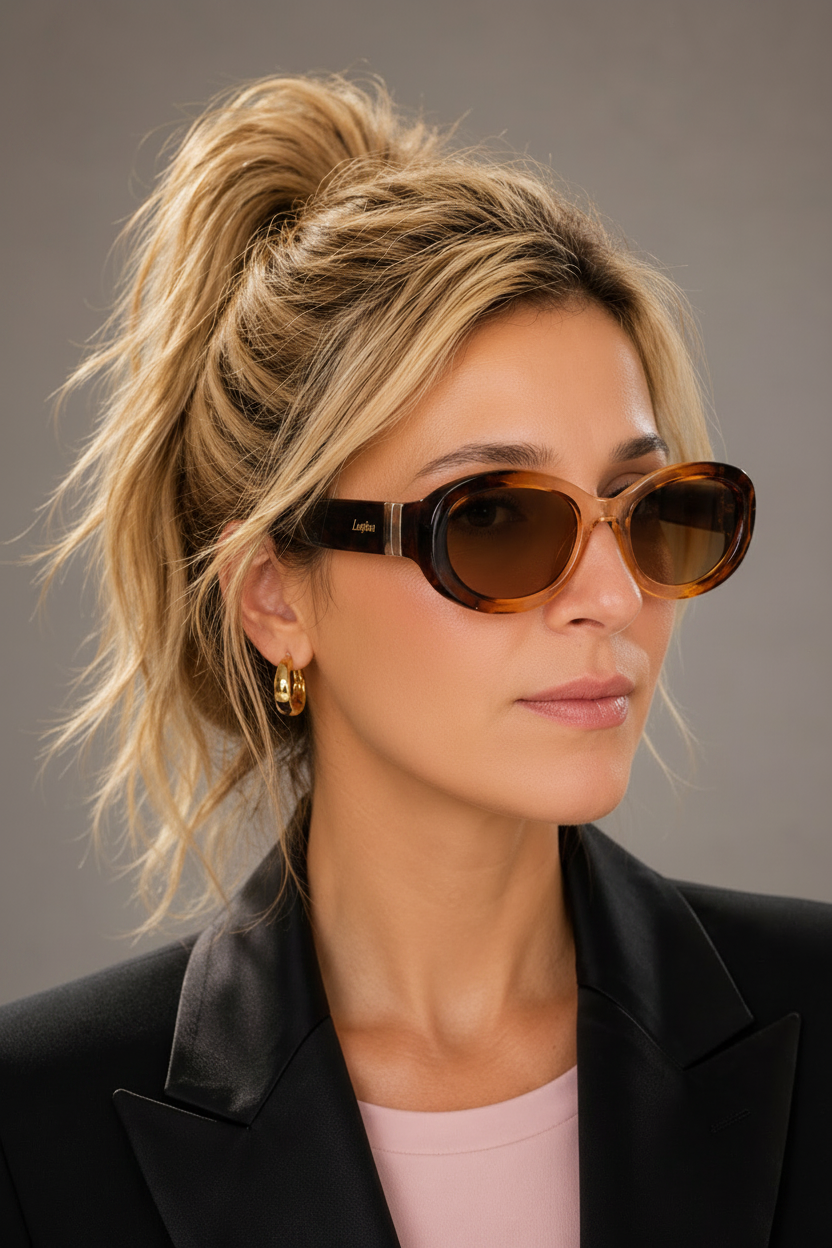 UV 400 Large Oval Thick Frame Sunglasses