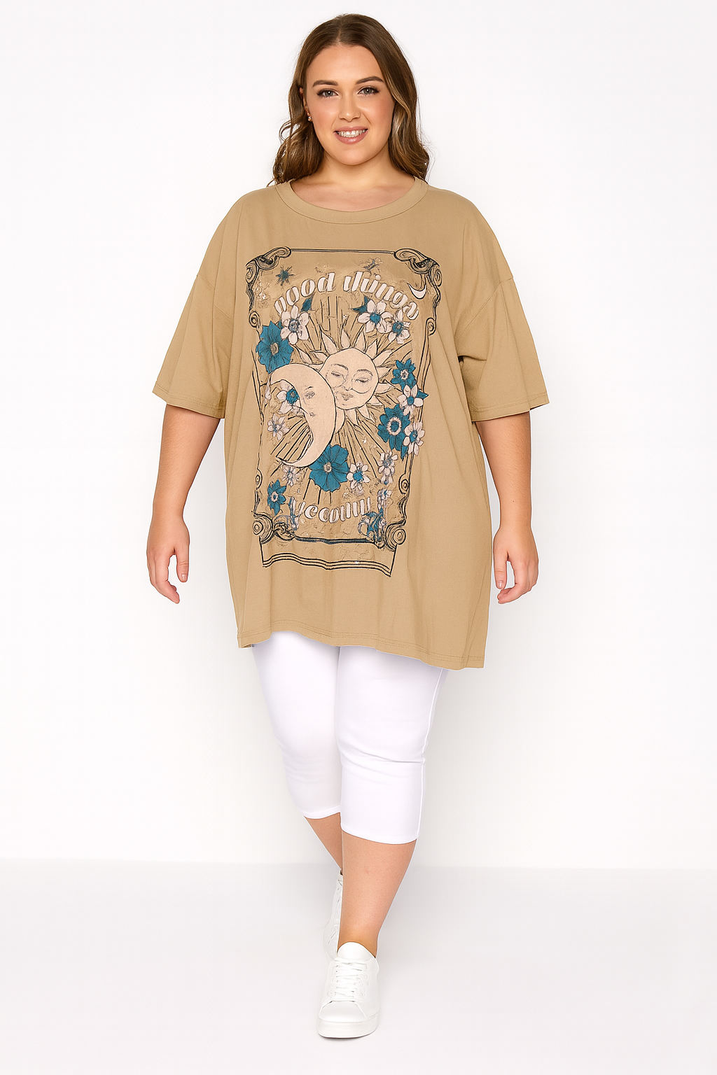 Graphic Print Relaxed Fit Cotton Plus Size T-shirt