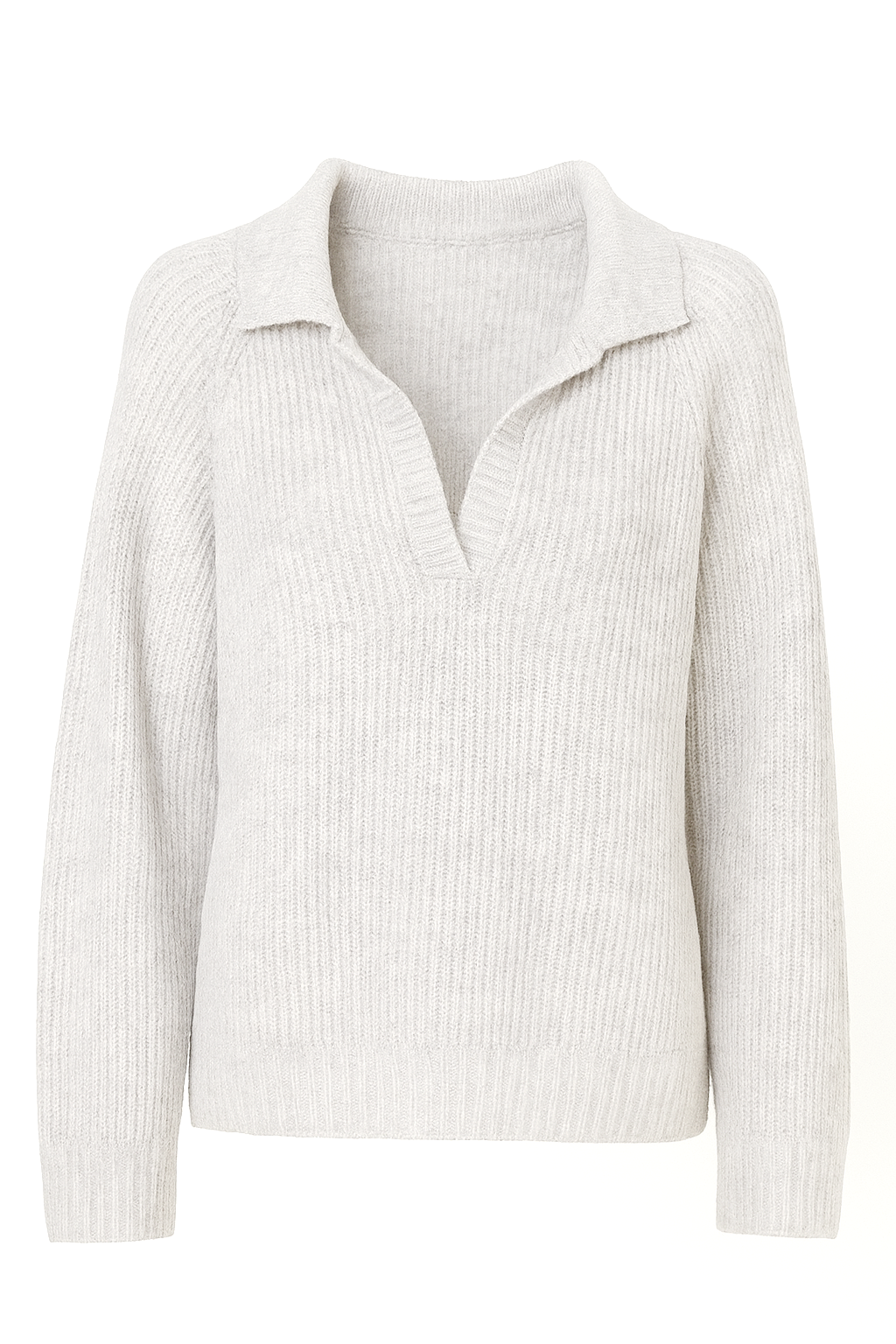 Ribbed Knit Collard V-Neck Relaxed Fit Jumper