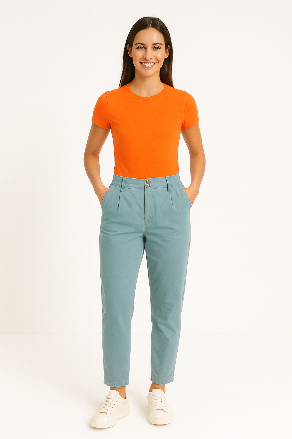 Elasticated Paperbag Waist Cotton Trousers