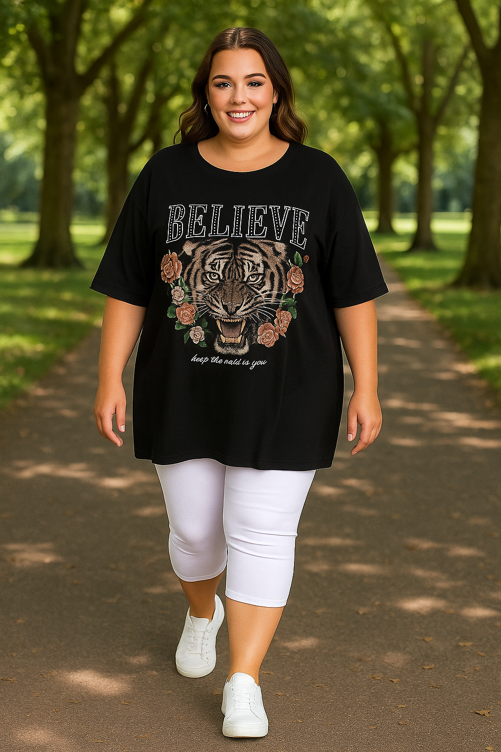 Graphic Print Relaxed Fit Cotton Plus Size T-shirt