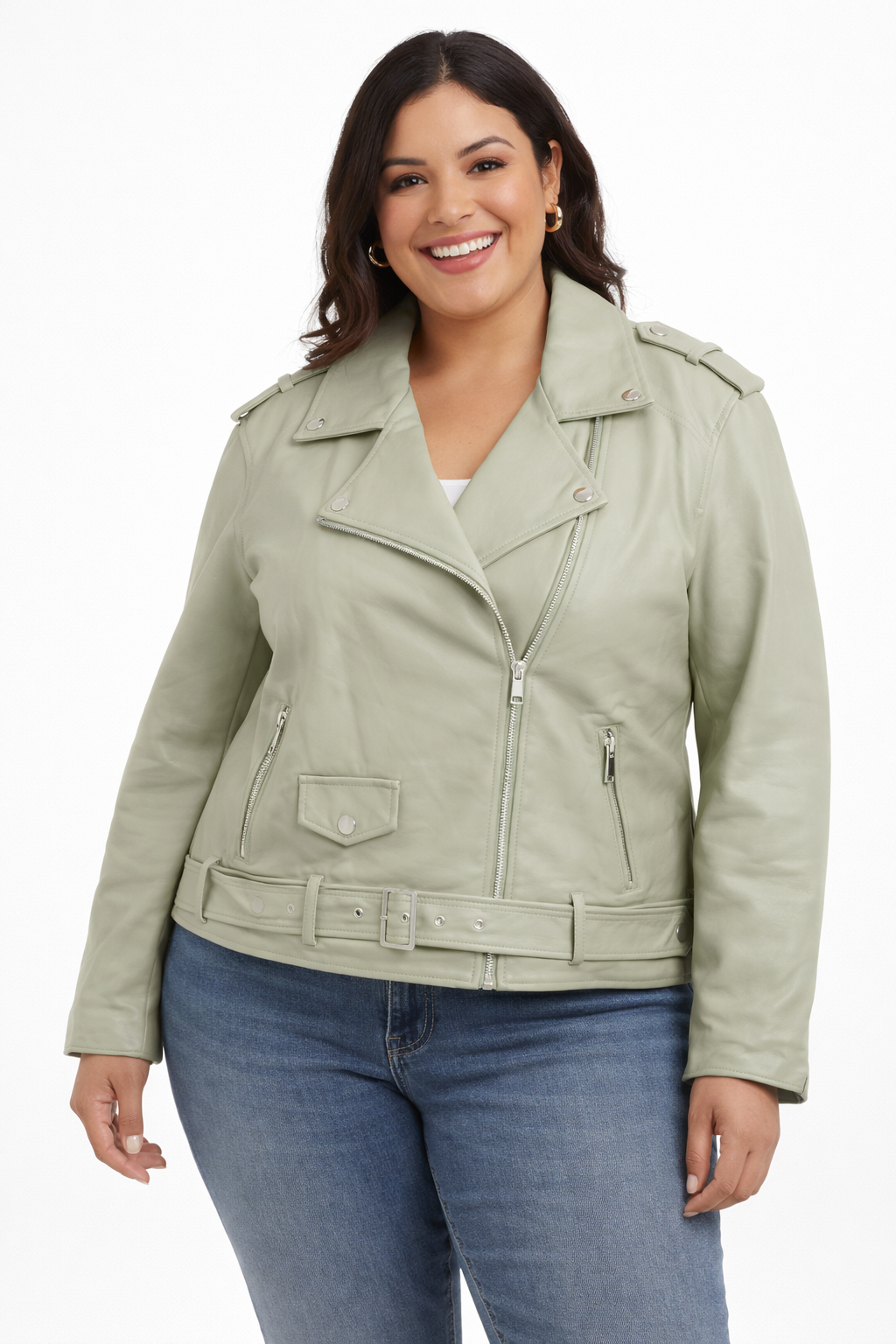 Leather Look Plain Oversized Biker Jacket